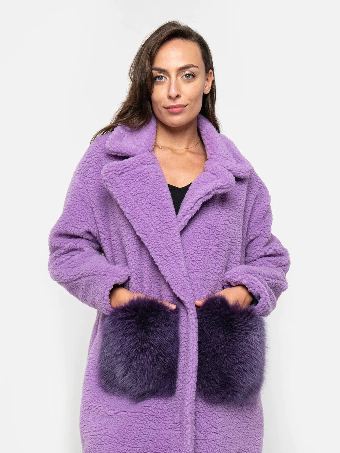 COAT-teddy Fox pockets purple