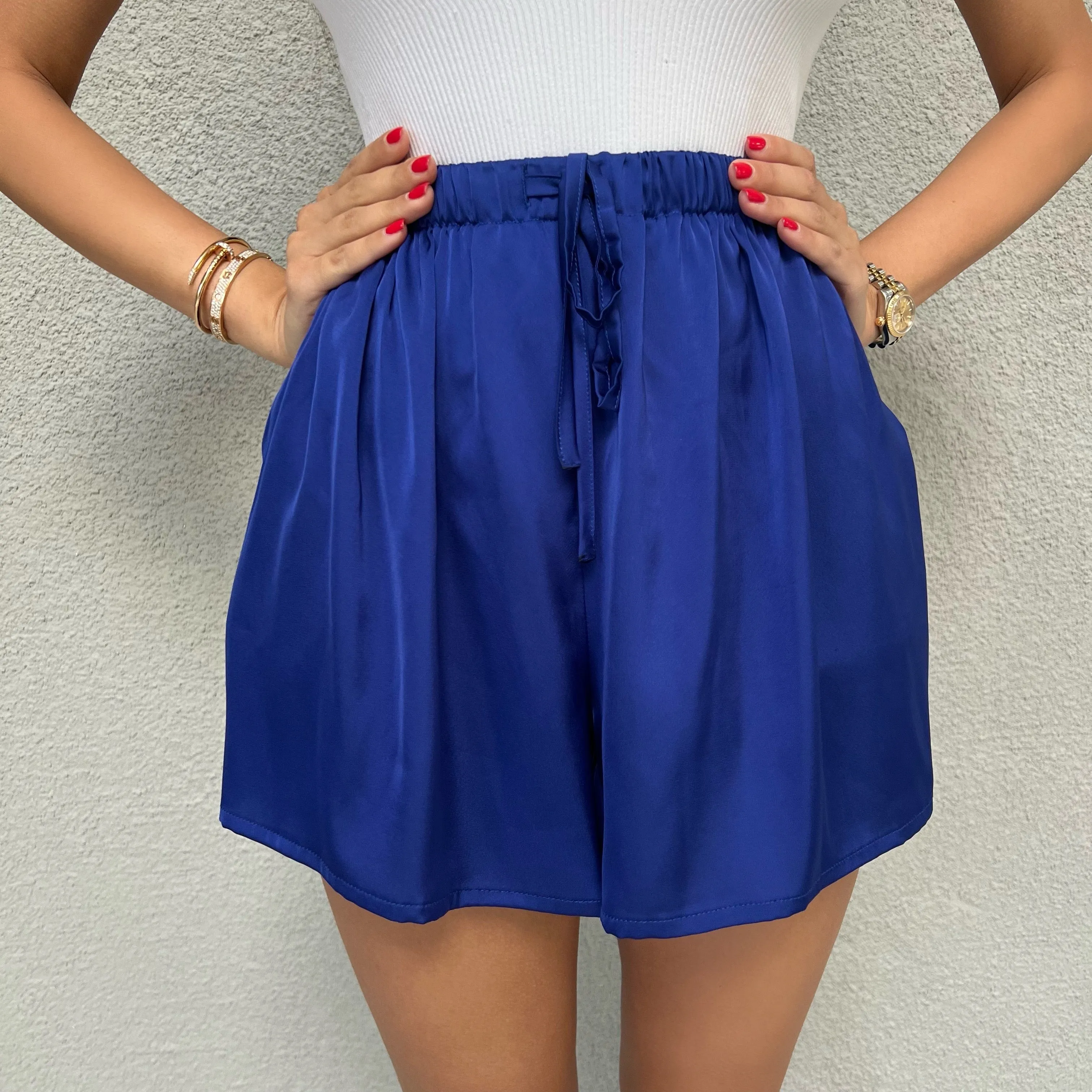 COBALT SILK SHORTS