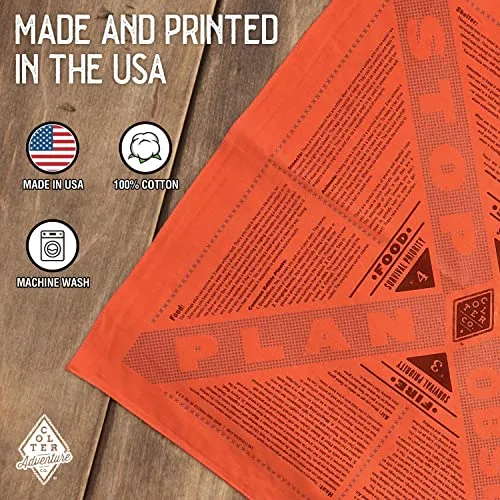 Colter Co. Stayin' Alive Reflective Survival Bandana - 100% Cotton & Unique Bandanas - Made in The USA - Orange