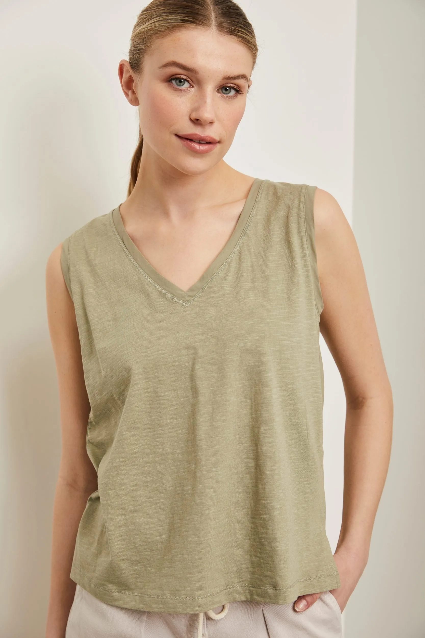 Combo fabric sleeveless top