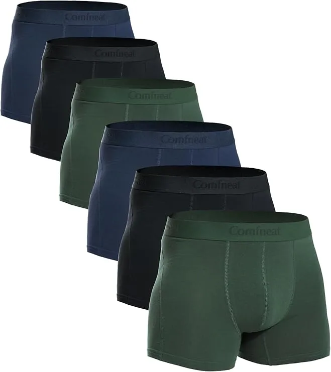 Comfneat Men's 6-Pack Trunks Cotton Spandex Underwear