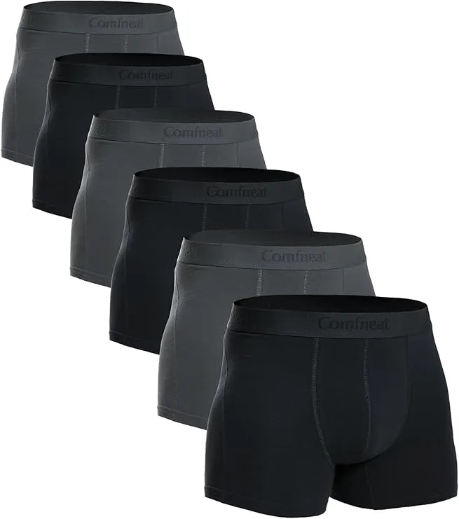 Comfneat Men's 6-Pack Trunks Cotton Spandex Underwear