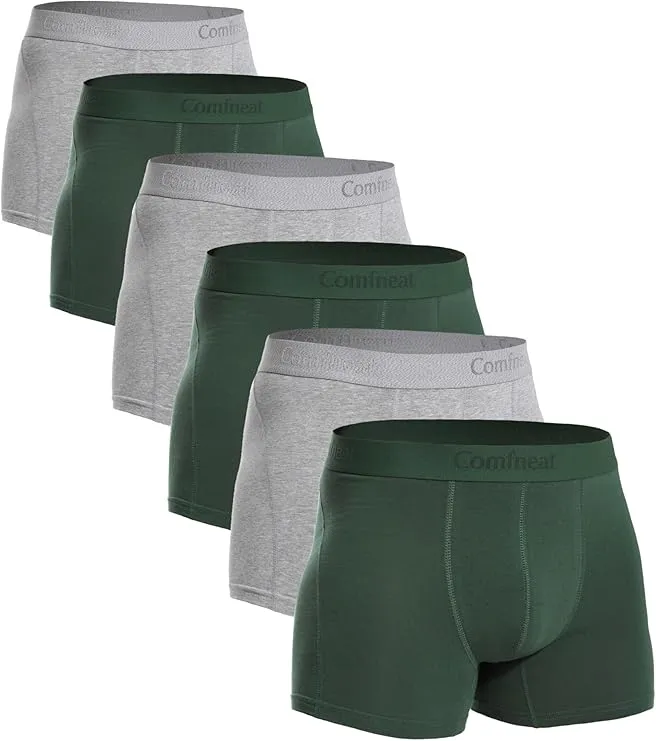 Comfneat Men's 6-Pack Trunks Cotton Spandex Underwear