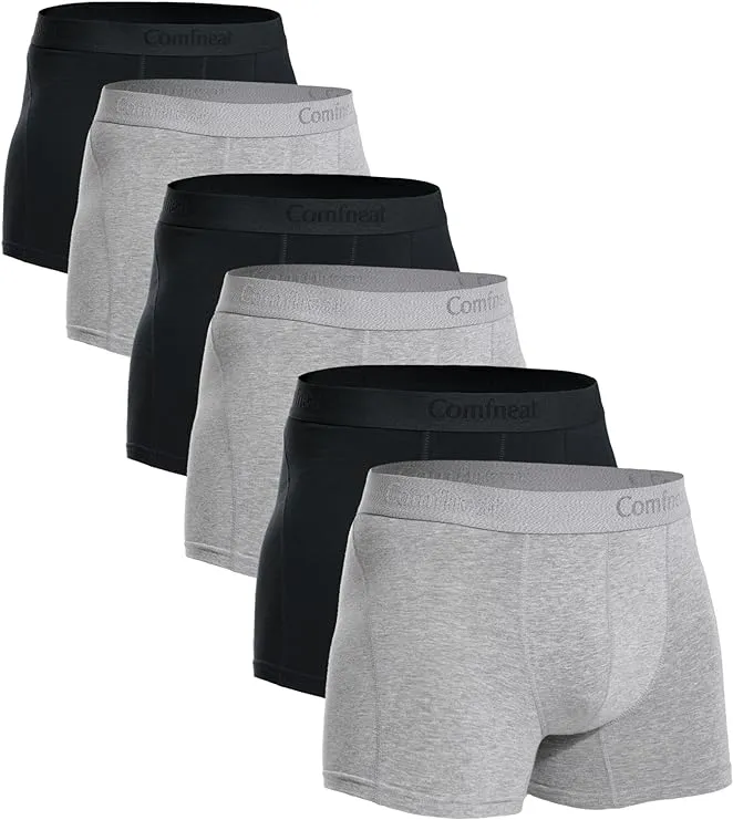 Comfneat Men's 6-Pack Trunks Cotton Spandex Underwear