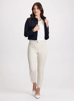 Cropped Twill Jacket & Ankle-Length Pants