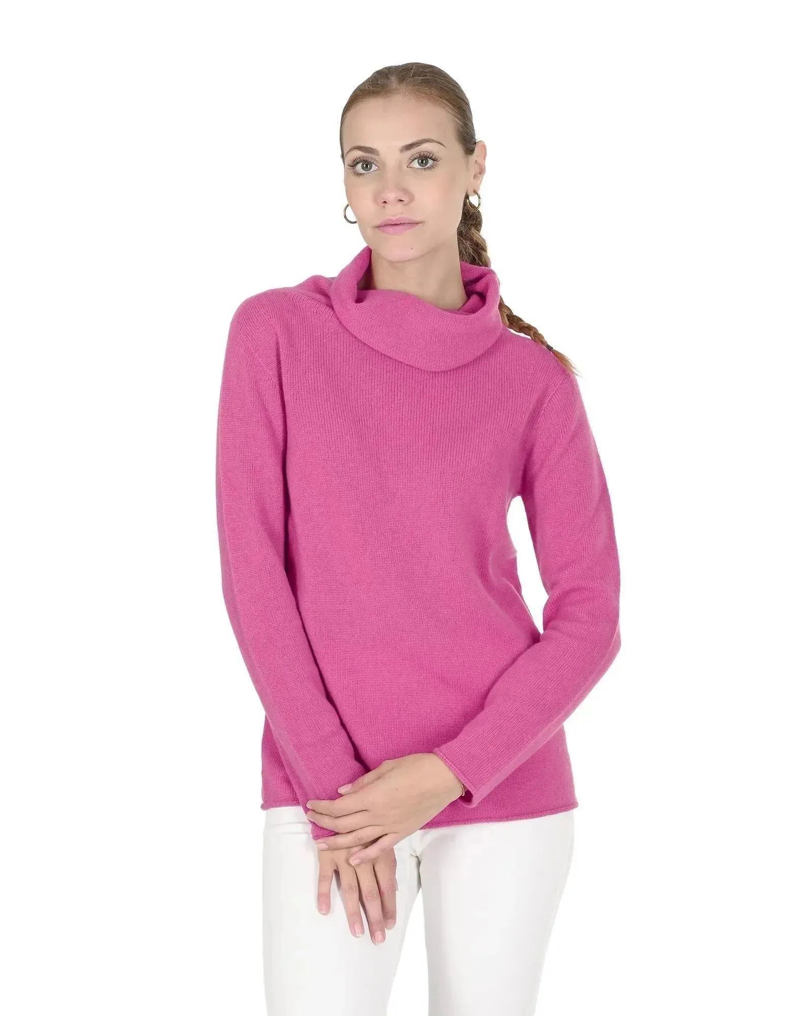 Crown of Edinburgh Premium Cashmere Women Turtleneck Sweater - M