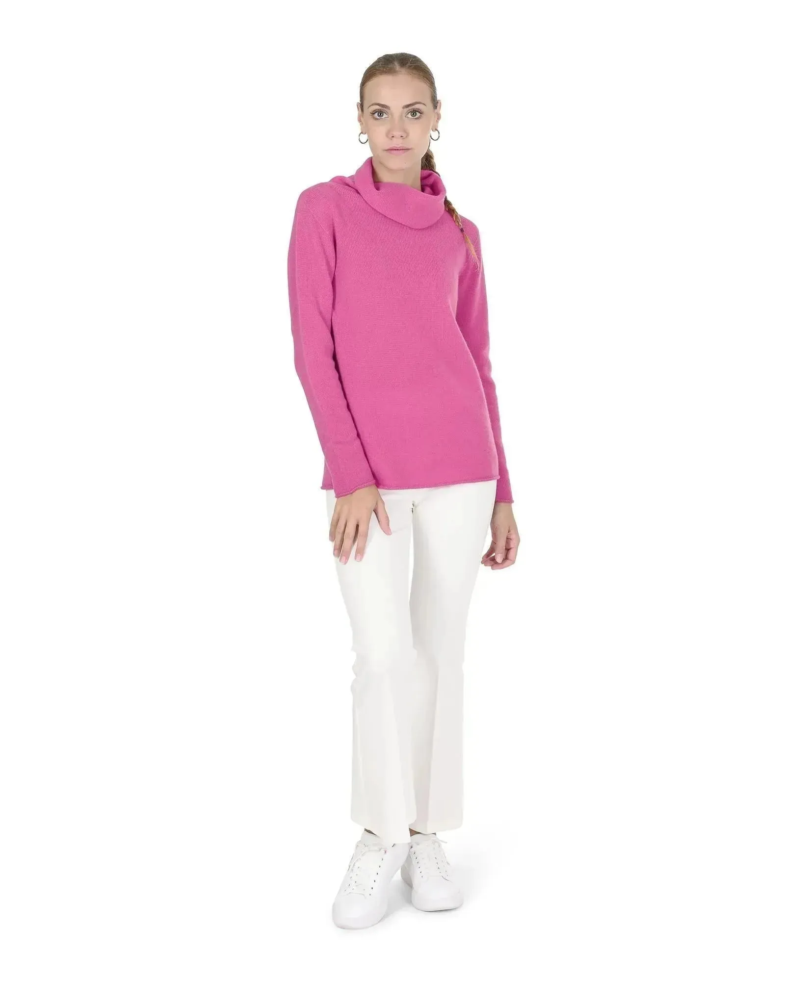 Crown of Edinburgh Premium Cashmere Women Turtleneck Sweater - M