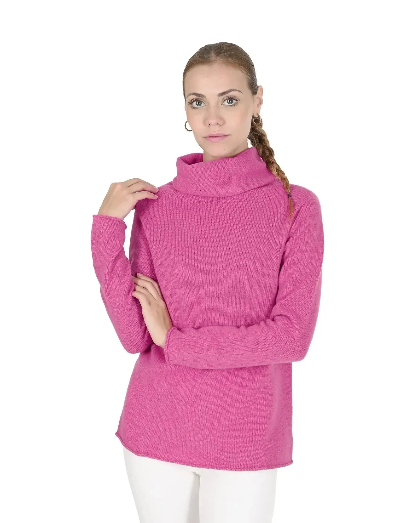 Crown of Edinburgh Premium Cashmere Women Turtleneck Sweater - M