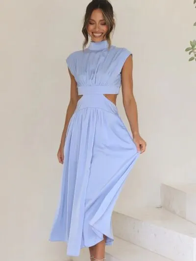 Cutout Mock Neck Sleeveless Dress