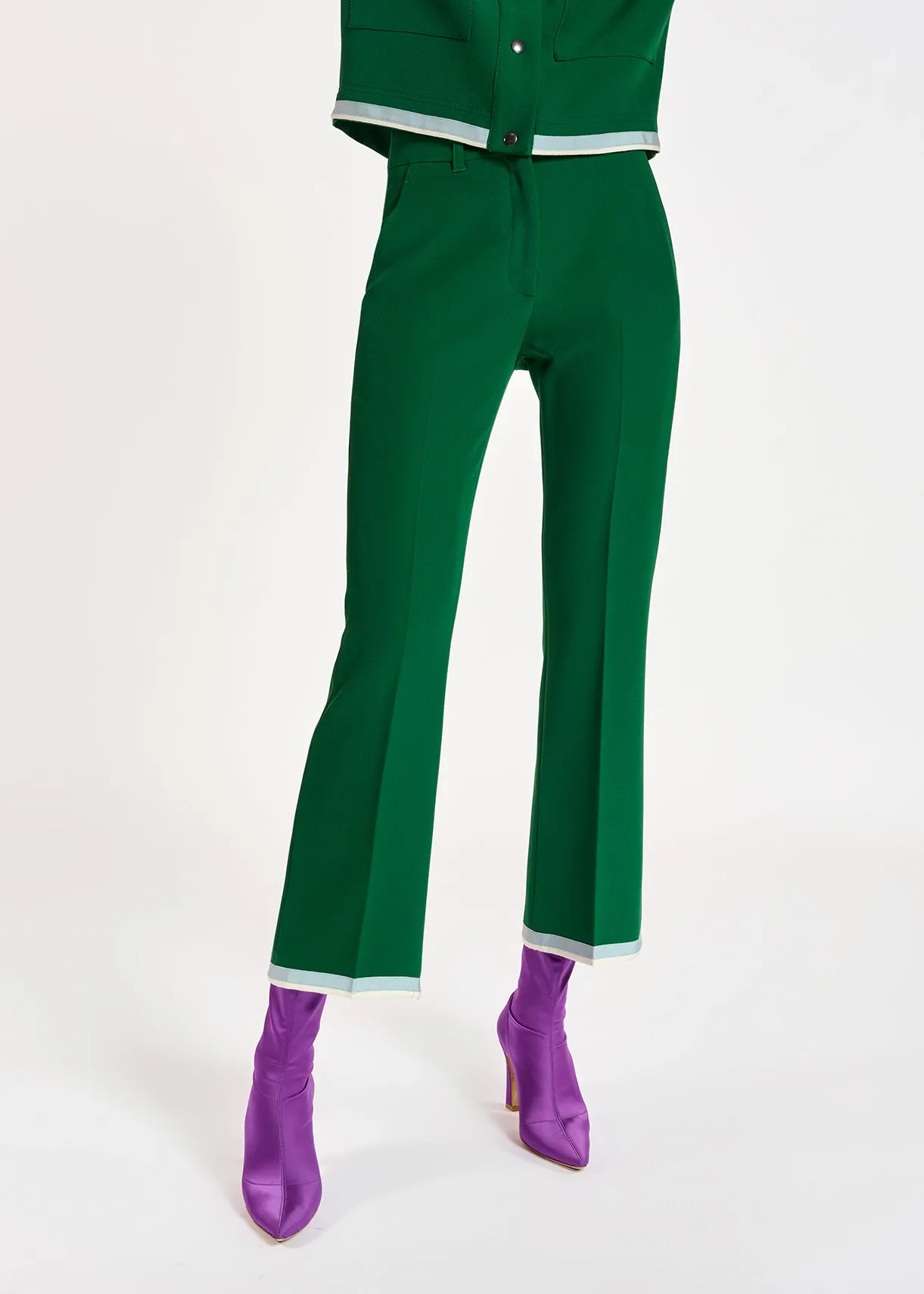 Dark green flared-fit pants