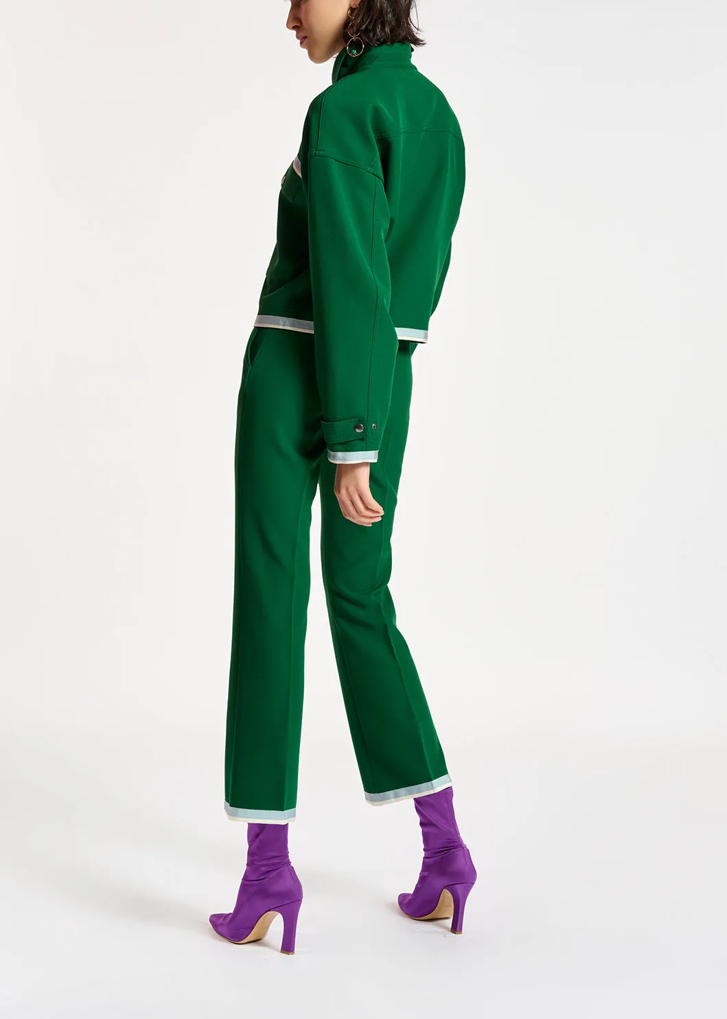 Dark green flared-fit pants