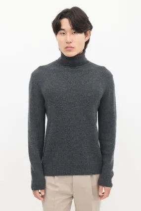 Dark Grey Cashmere Turtleneck Sweater