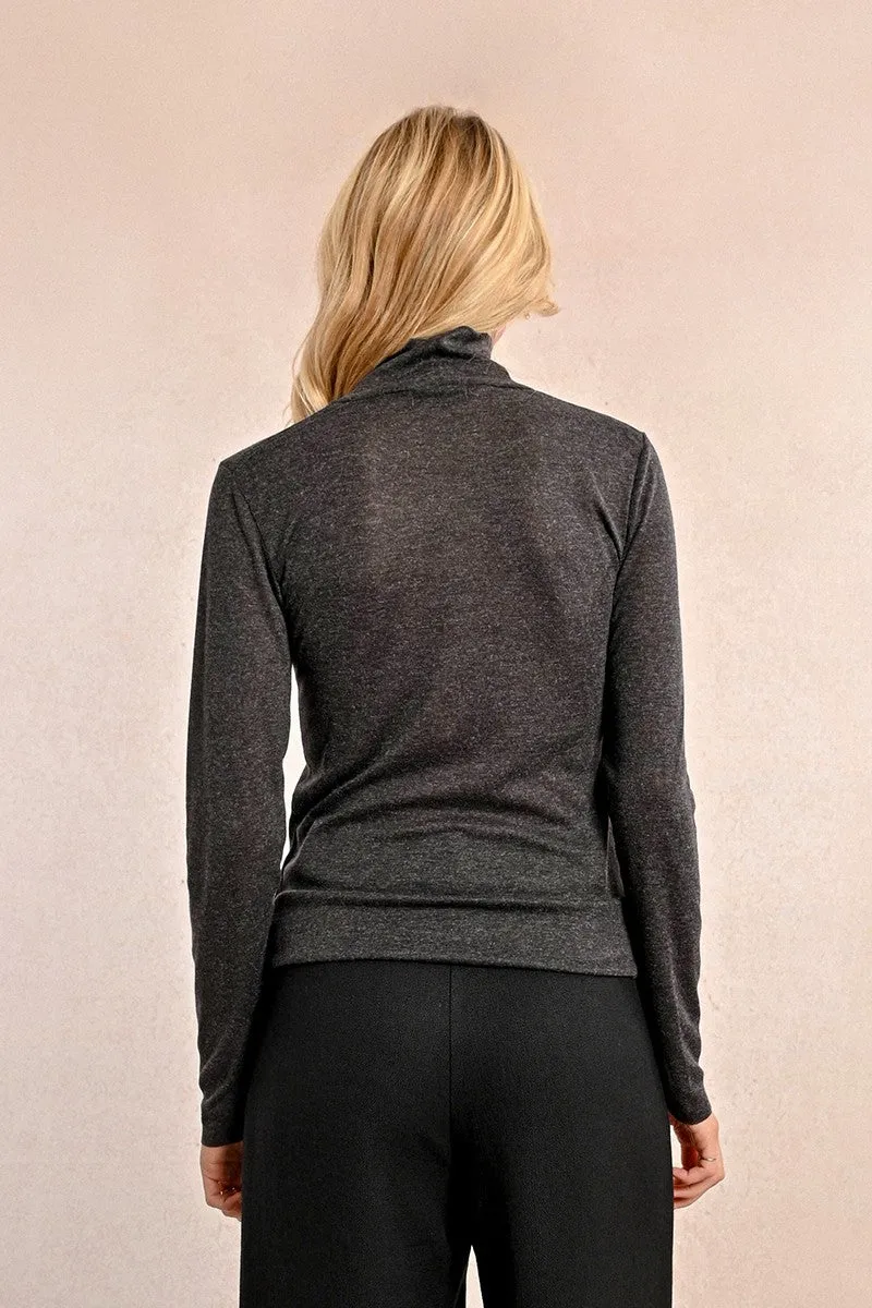 Dark Grey Fine Jersey Turtleneck