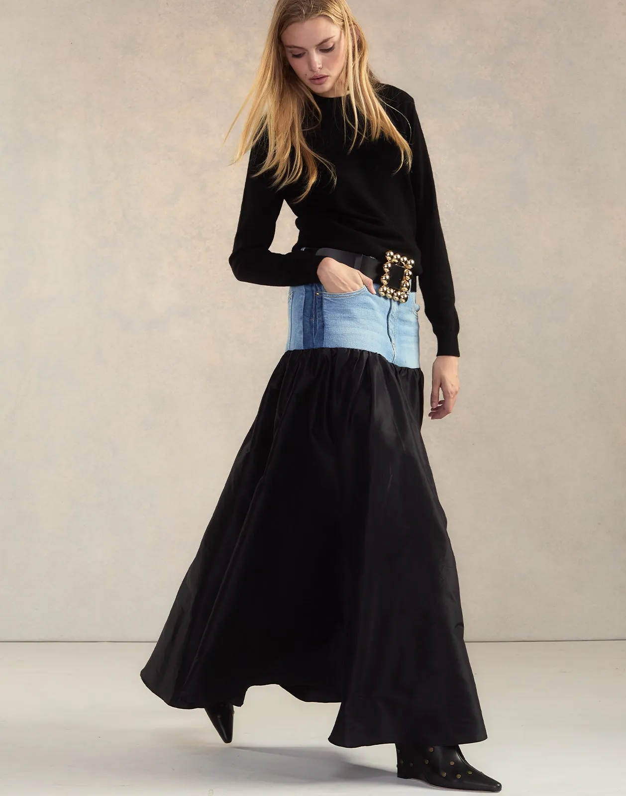 Denim Taffeta Skirt