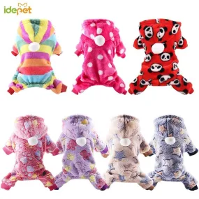 Dog Clothes Pajamas Fleece Jumpsuit Winter Dog Clothing Four Legs Warm Pet Clothing Outfit Small Dog Star Costume Apparel 30