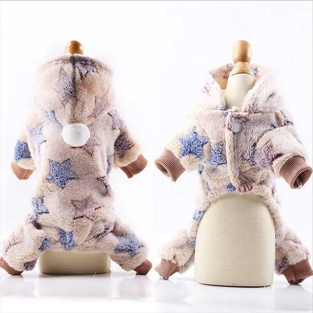 Dog Clothes Pajamas Fleece Jumpsuit Winter Dog Clothing Four Legs Warm Pet Clothing Outfit Small Dog Star Costume Apparel 30