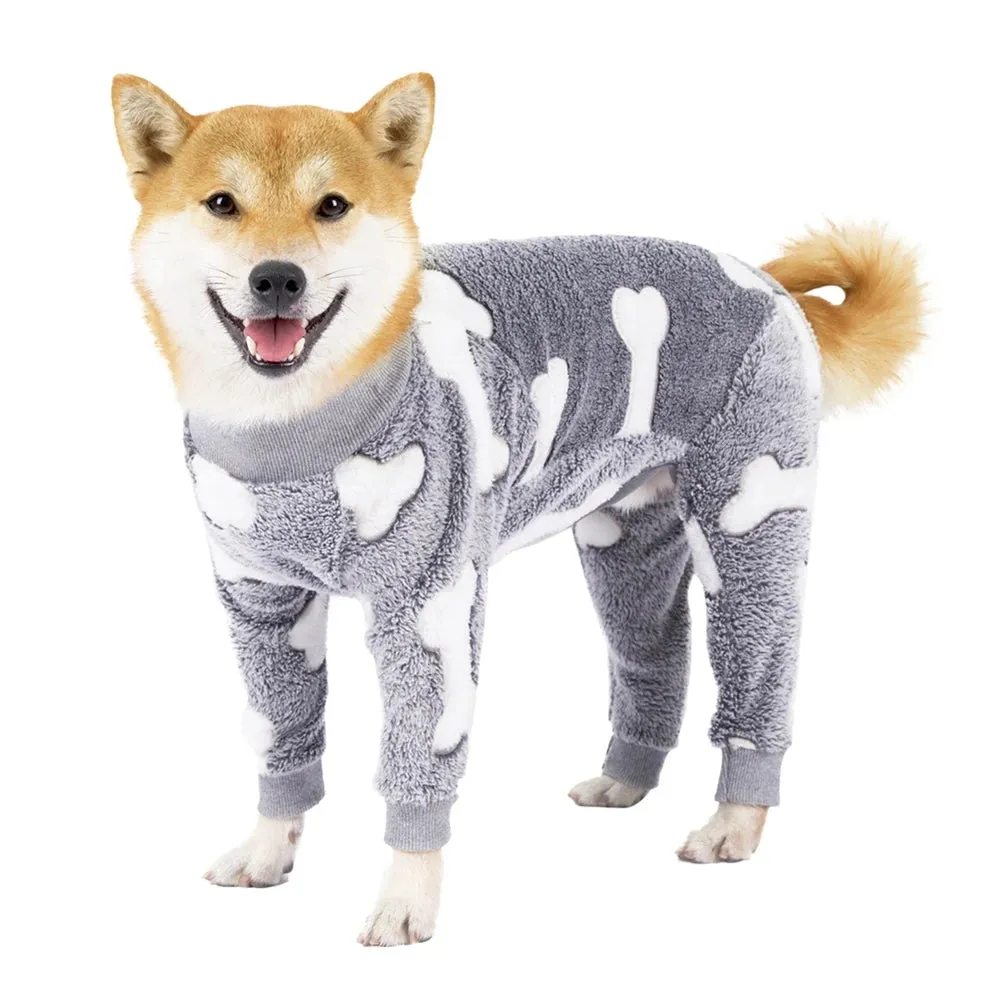 Dog Pajamas Puppy Fleece Winter Warm Dog Jumpsuit Cute Pet Clothes Onesies For Medium Large Dogs Labrador Coat