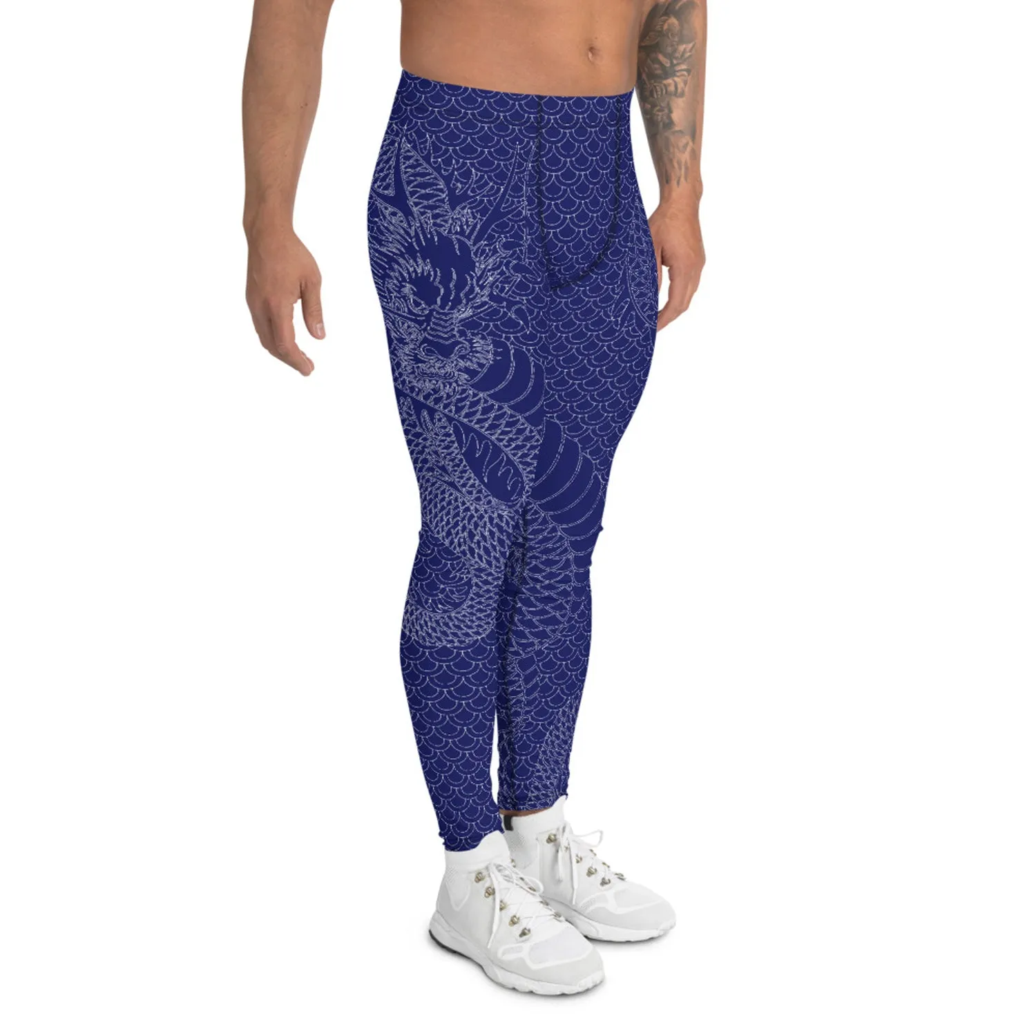 Dragon Leggings for Men Navy Blue