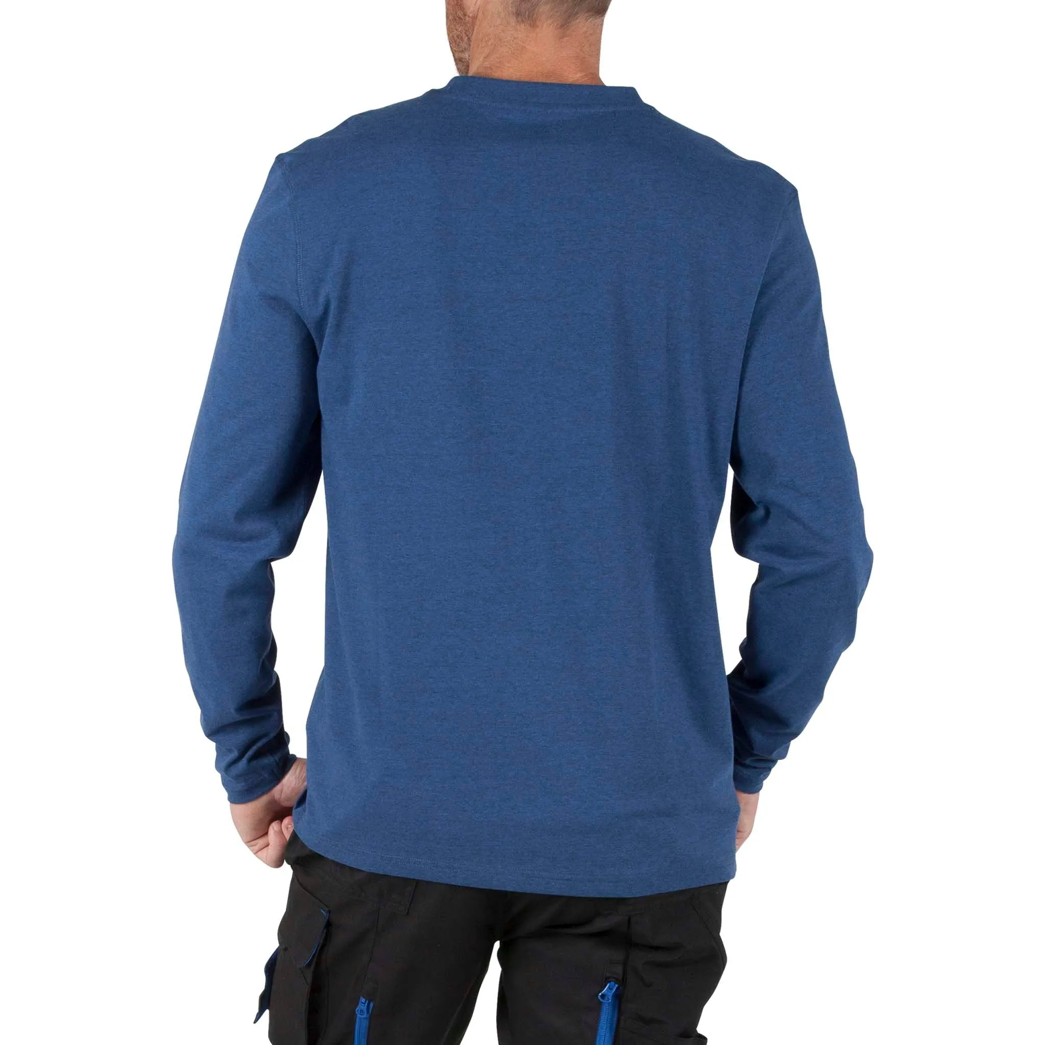 DURADRIVE LINK L/S HENLEY SHIRT WITH CHEST POCKET - BLUE OR HEATHER GREY