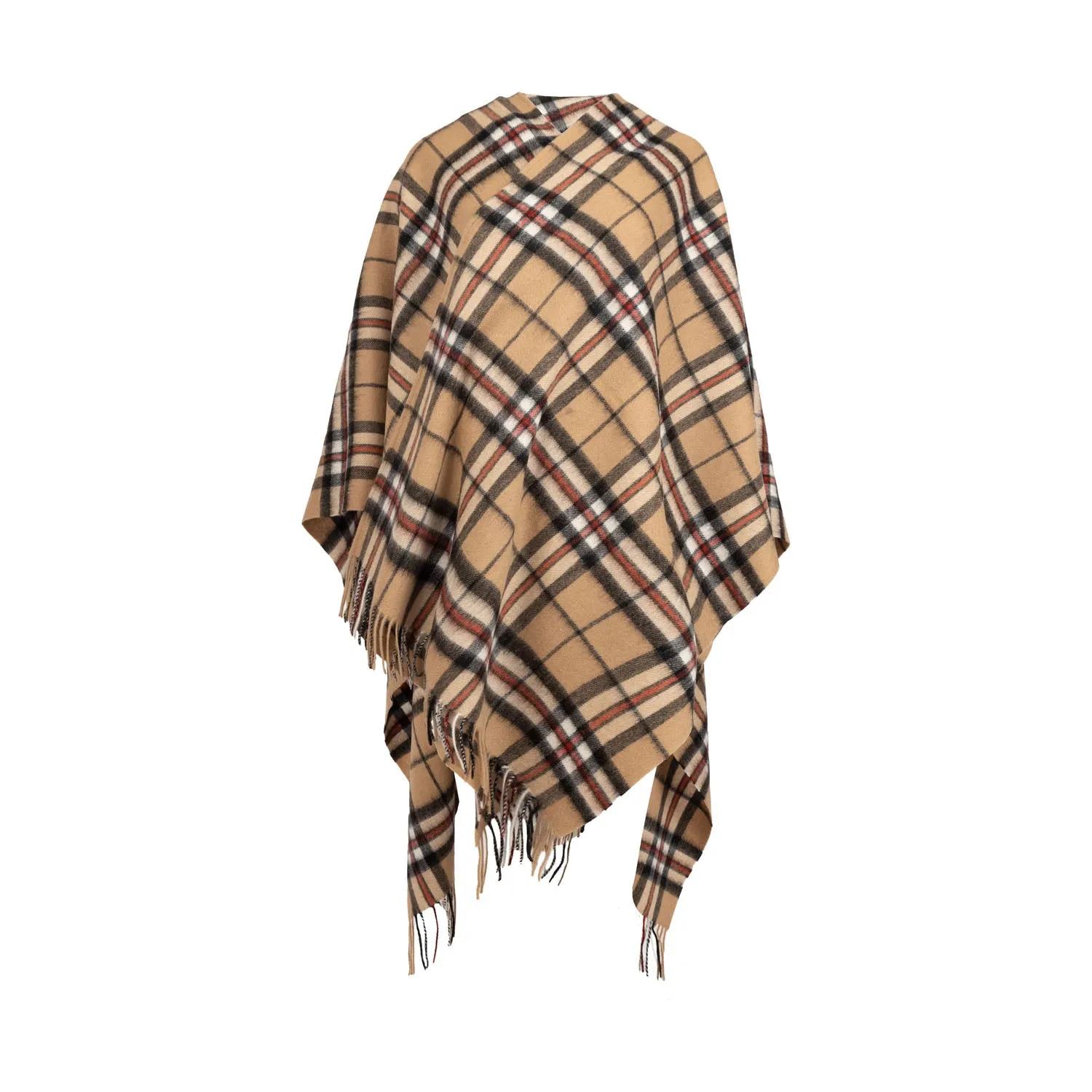 Edinburgh Lambswool Long Tartan Cape  Thomson Camel