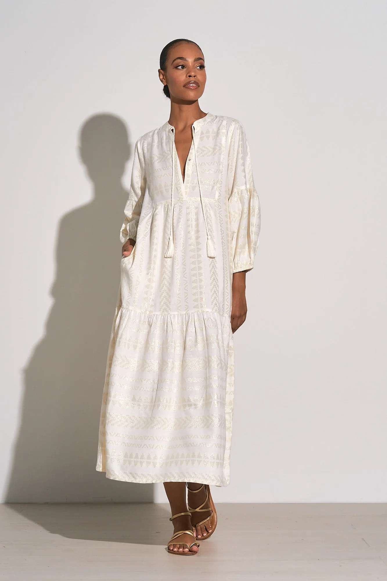 Elan Beachcomber Maxi Dress - White/Gold