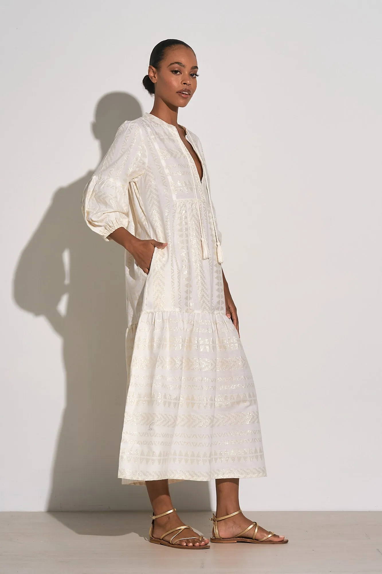 Elan Beachcomber Maxi Dress - White/Gold