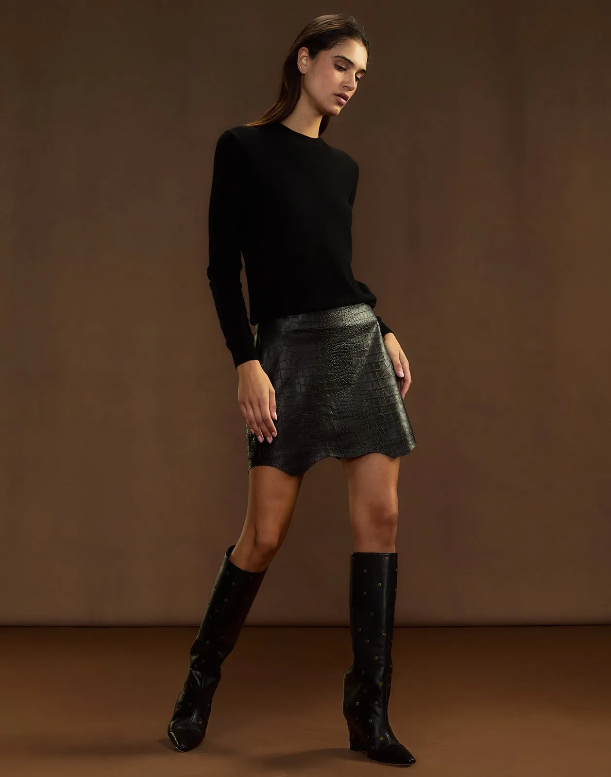 Embossed Leather Skirt