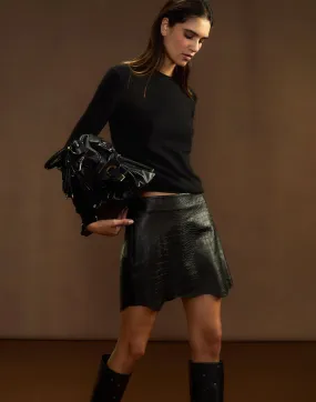 Embossed Leather Skirt