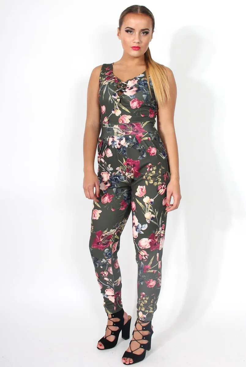 Emily Floral Tie Front Jumpsuit