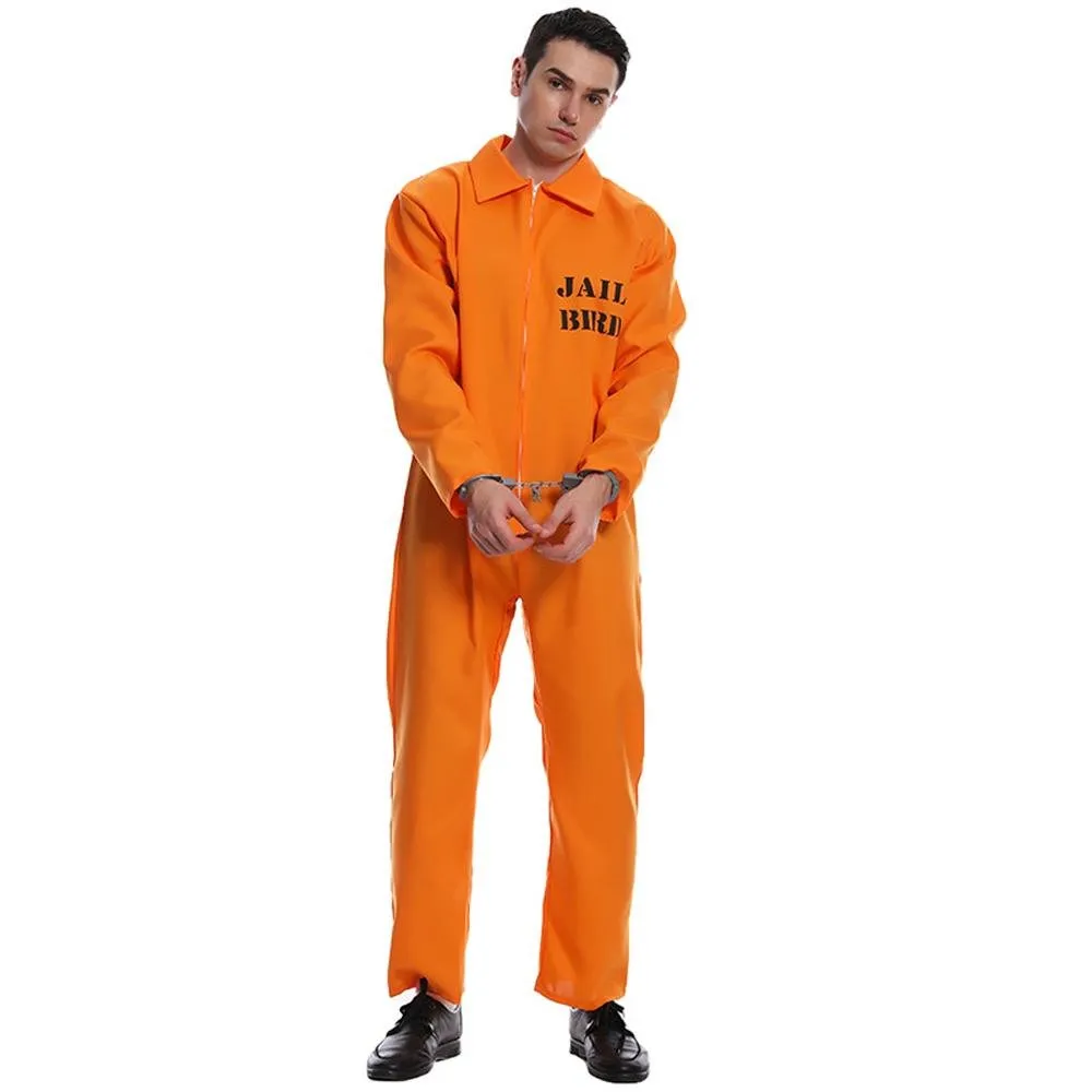 Escaped Prisoner Costume Cosplay Party Jumpsuit Uniform Suit Halloween For Men Women