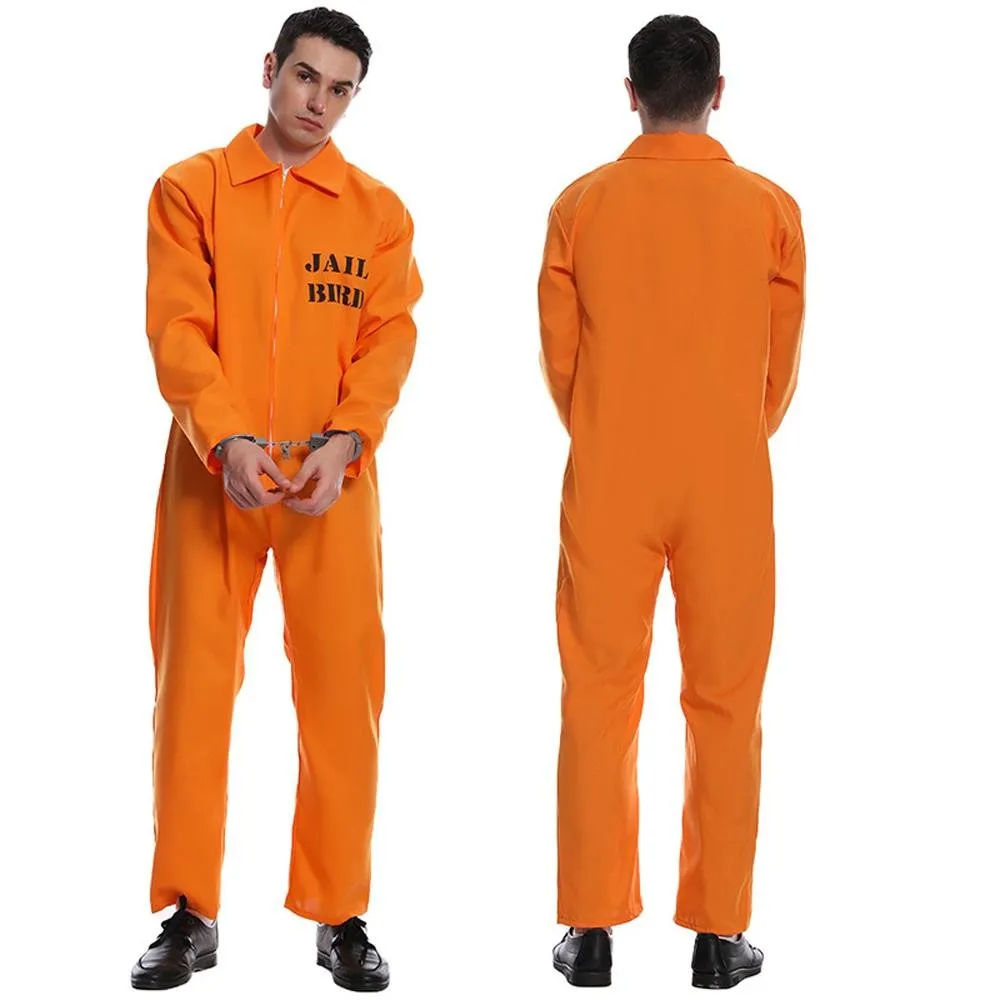 Escaped Prisoner Costume Cosplay Party Jumpsuit Uniform Suit Halloween For Men Women