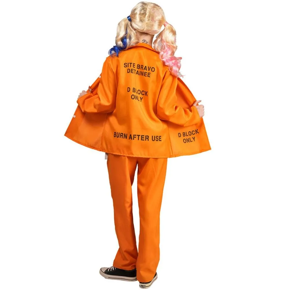 Escaped Prisoner Costume Cosplay Party Jumpsuit Uniform Suit Halloween For Men Women