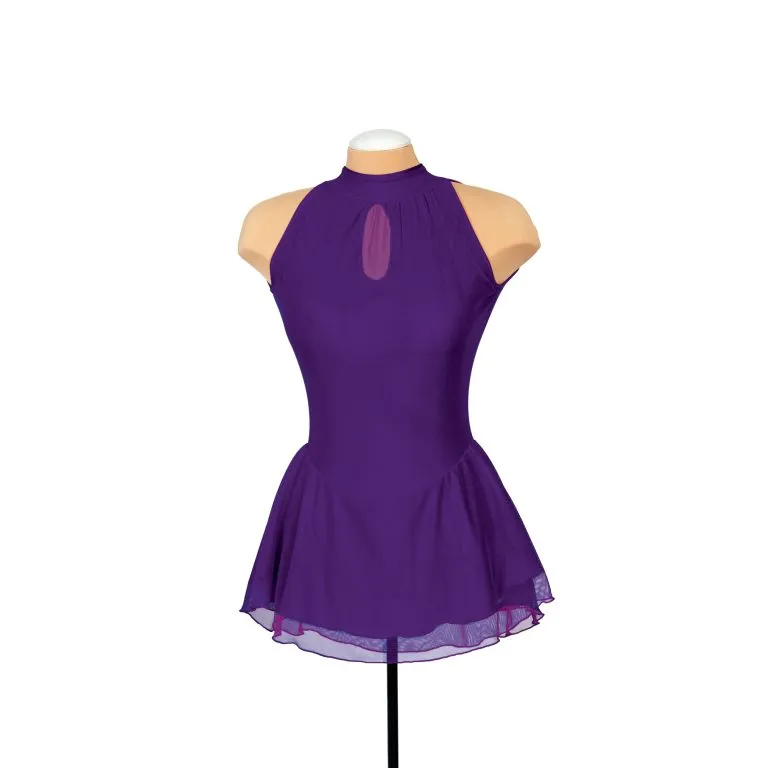 F22008P Competition Figure Skating Mesh Keyhole Dress PLAIN