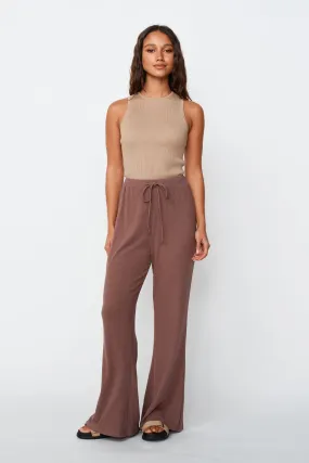 Faith Ribbed Flare Pant - Mocha