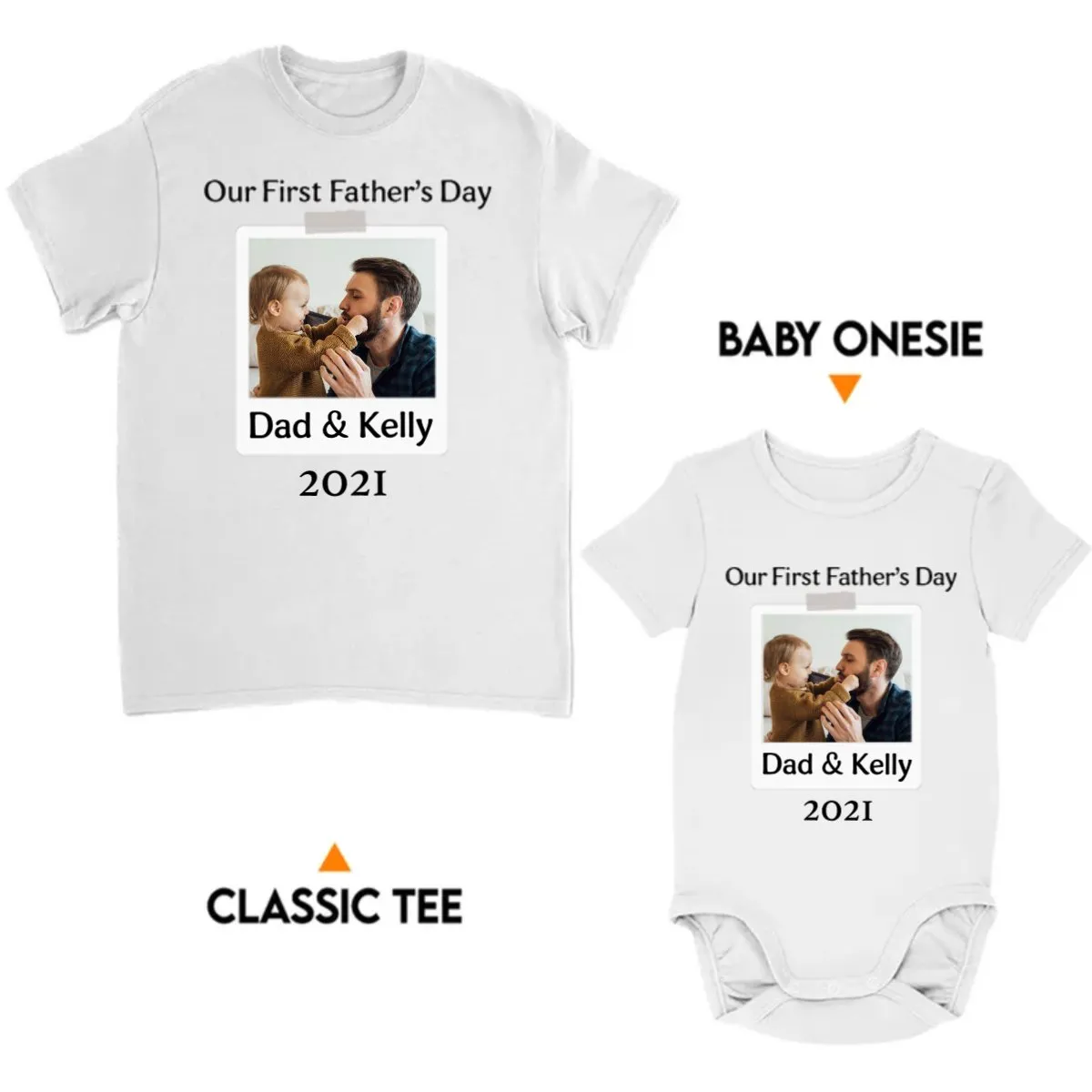 Father - Our First Father's Day - Personalized Photo Matching Shirt