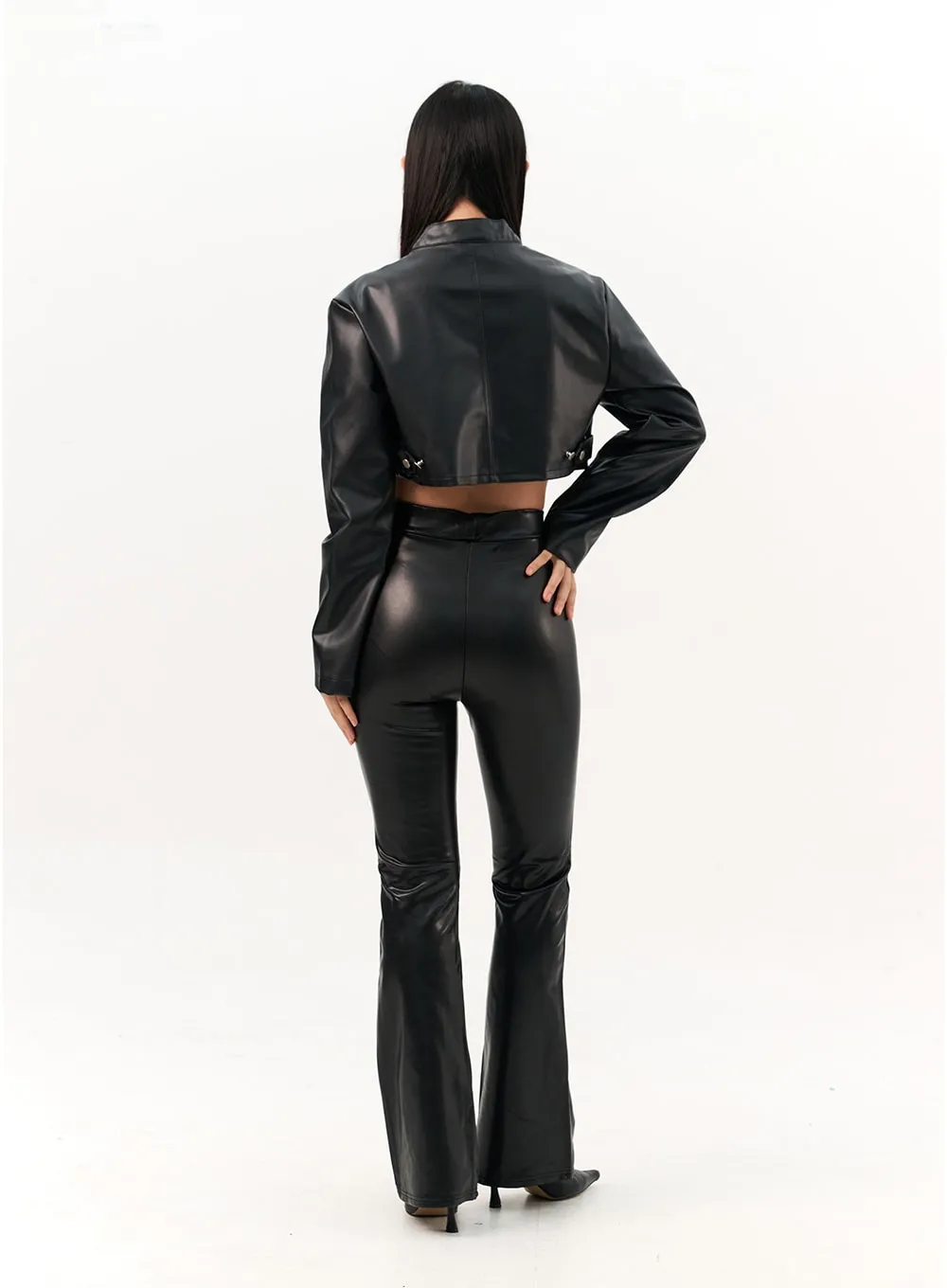 Faux Leather Flare Pants IO317