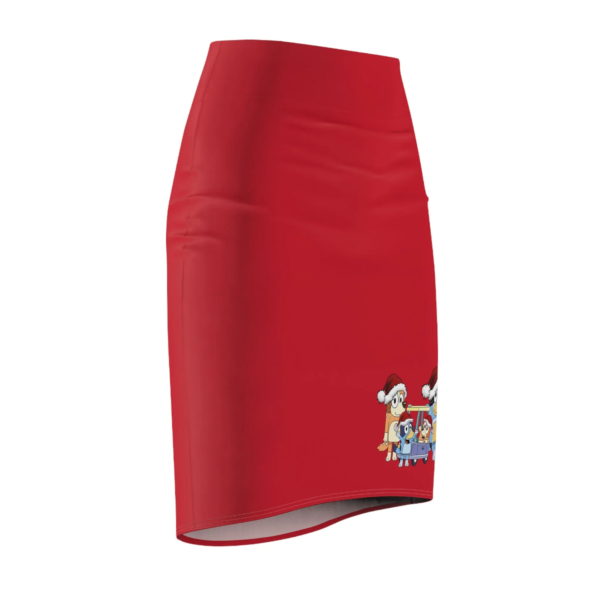 Festive Christmas Pencil Skirt with Cute Character Design