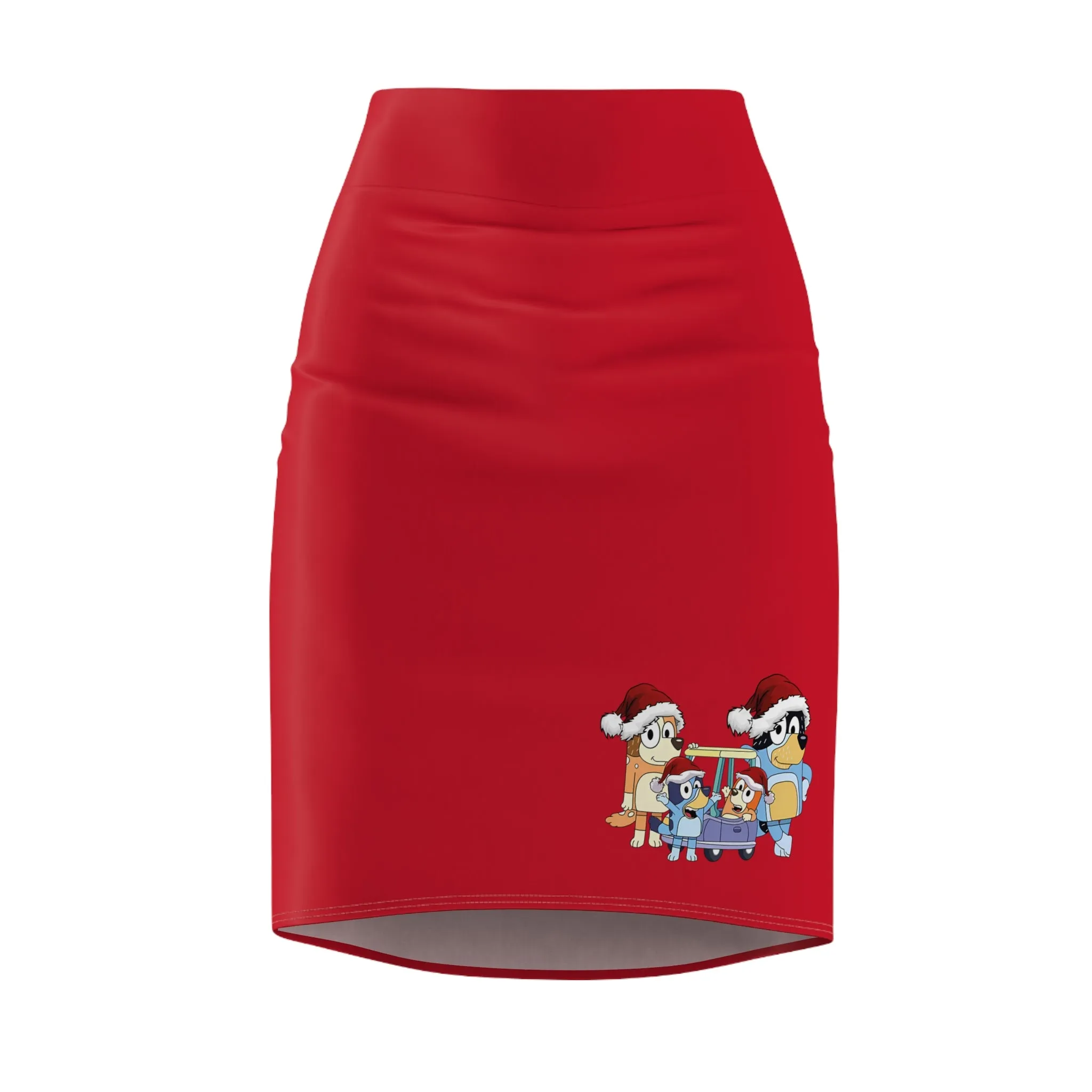 Festive Christmas Pencil Skirt with Cute Character Design