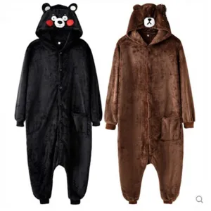 Flannel Bear Onesies Kigurumi Kumamon Animal Pajamas Best Gift Cosplay Costumes Jumpsuit Zipper