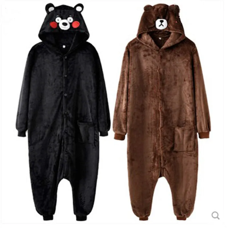 Flannel Bear Onesies Kigurumi Kumamon Animal Pajamas Best Gift Cosplay Costumes Jumpsuit Zipper