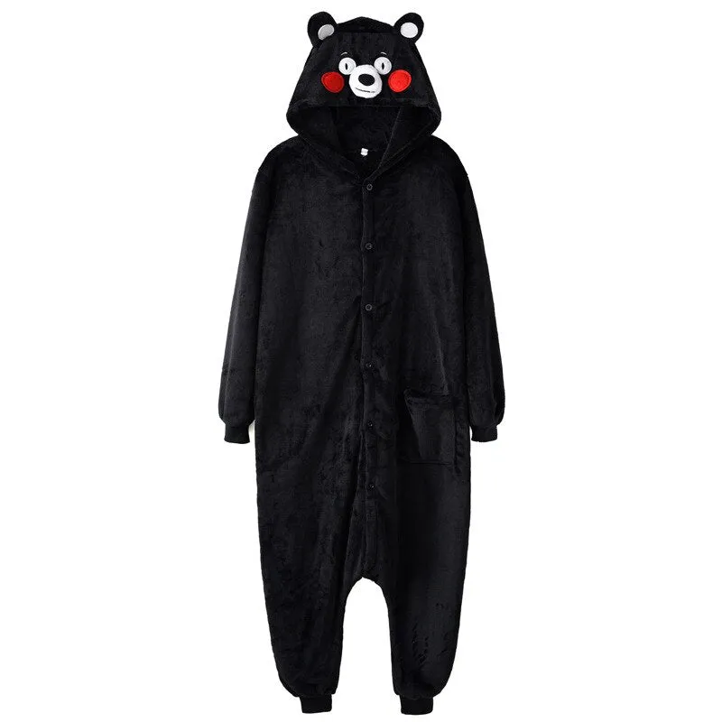 Flannel Bear Onesies Kigurumi Kumamon Animal Pajamas Best Gift Cosplay Costumes Jumpsuit Zipper