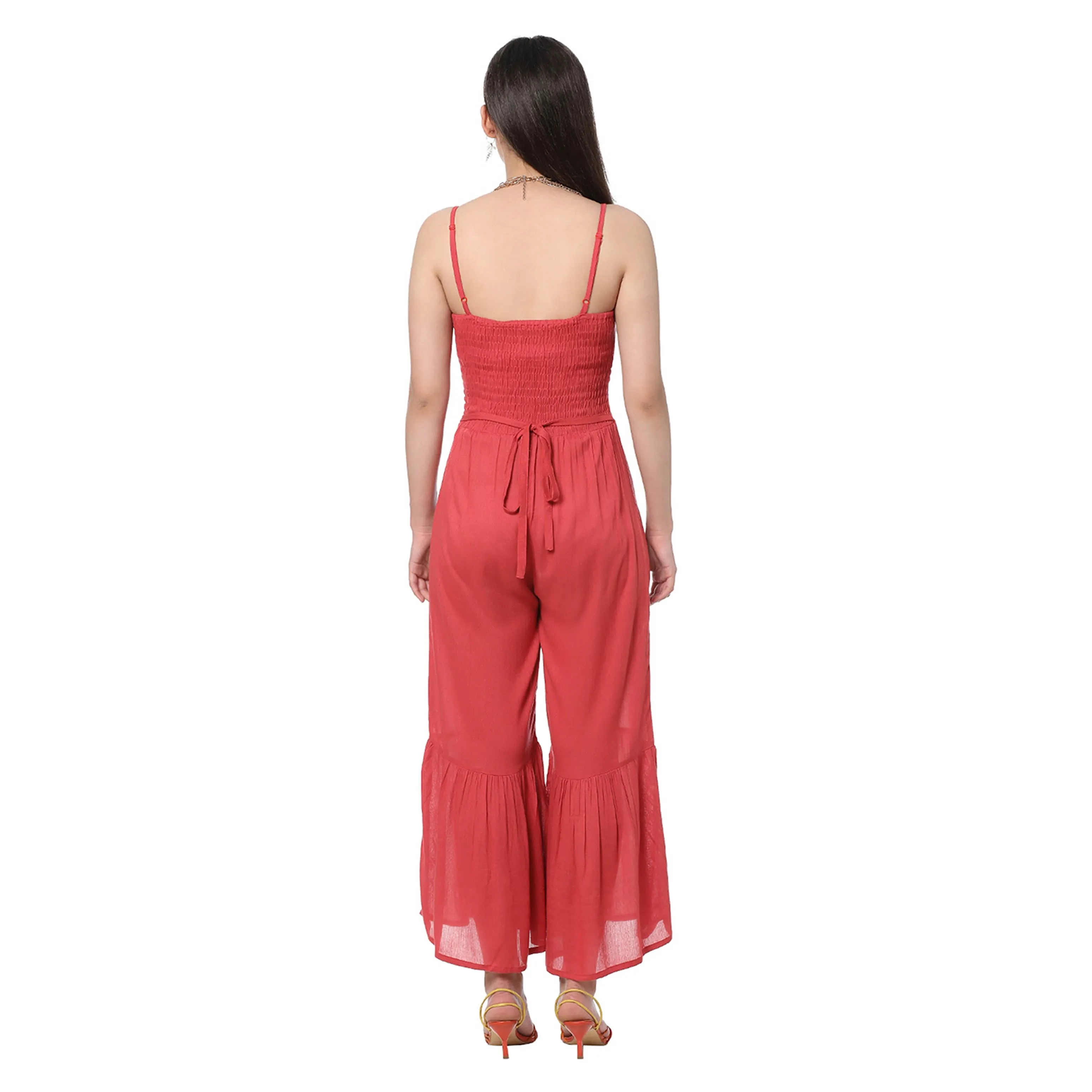 Flared Vermillion Jumpsuit