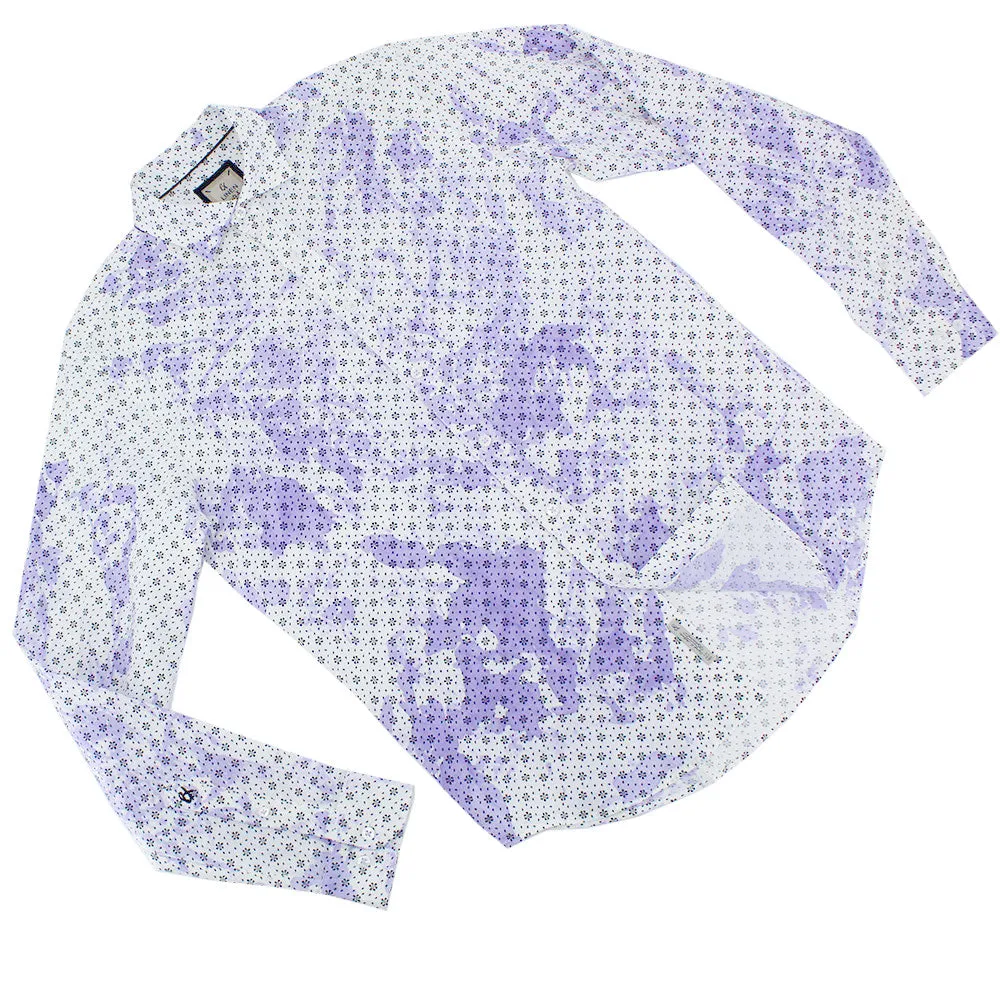 Floral Print Linen Shirt - Lilac Tie Dye