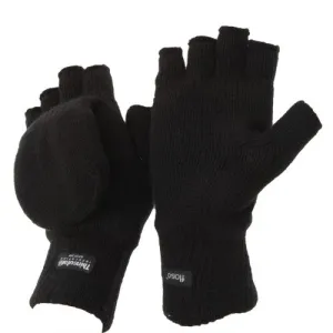 FLOSO Unisex Mens/Womens Thinsulate Thermal Capped Winter Fingerless Gloves (3M 40g)