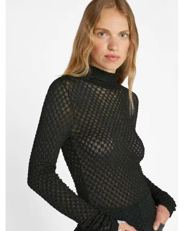 Frame Mesh Lace Turtleneck