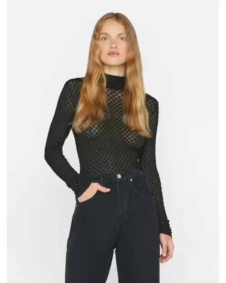 Frame Mesh Lace Turtleneck