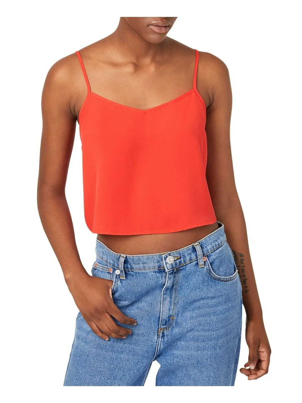 FRENCH CONNECTION Women's Cropped Camisole Red Top Blouse