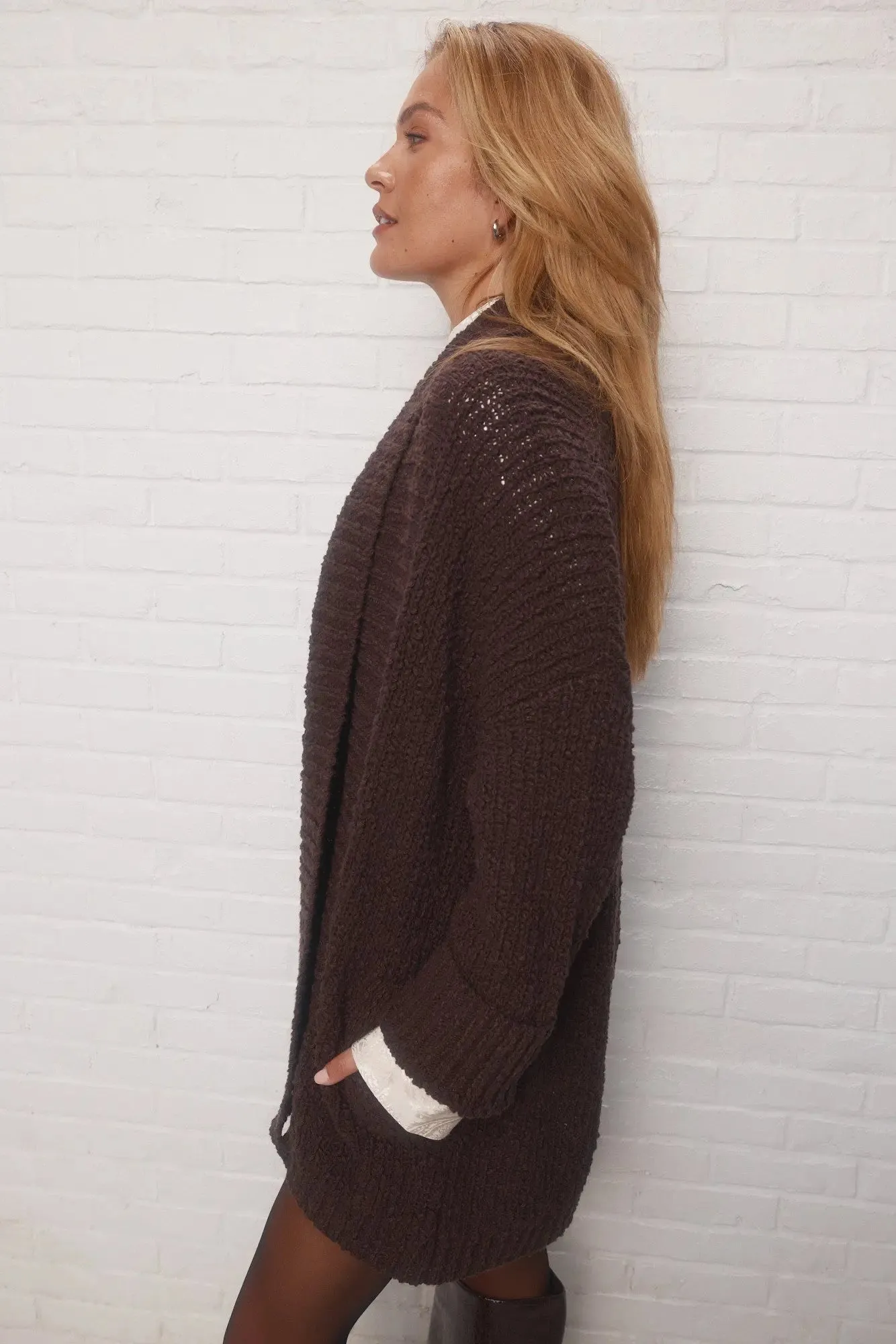 Gellar | Cardigan en tricot brun