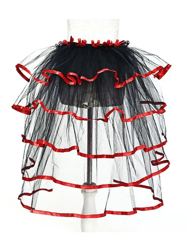 Girls Layered Bustle Satin Trim Over Skirt