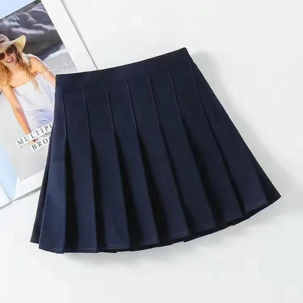 Girls School Pleated Skirt Solid Color Baby Girl Wholesale